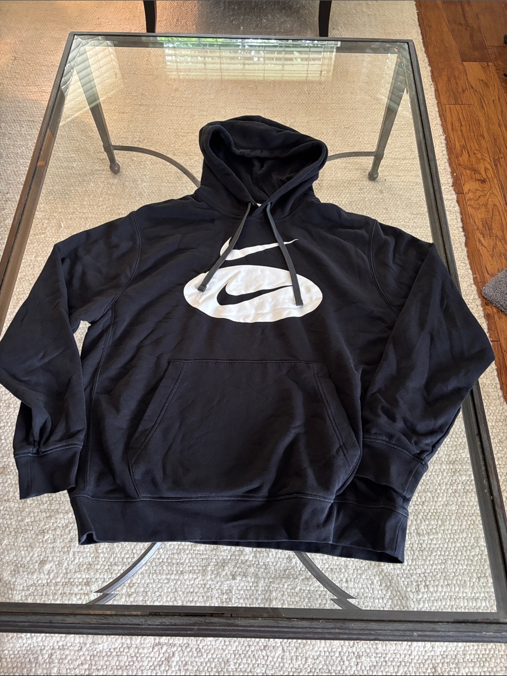 Nike Black Pullover Hoodie with White Swoosh Logo